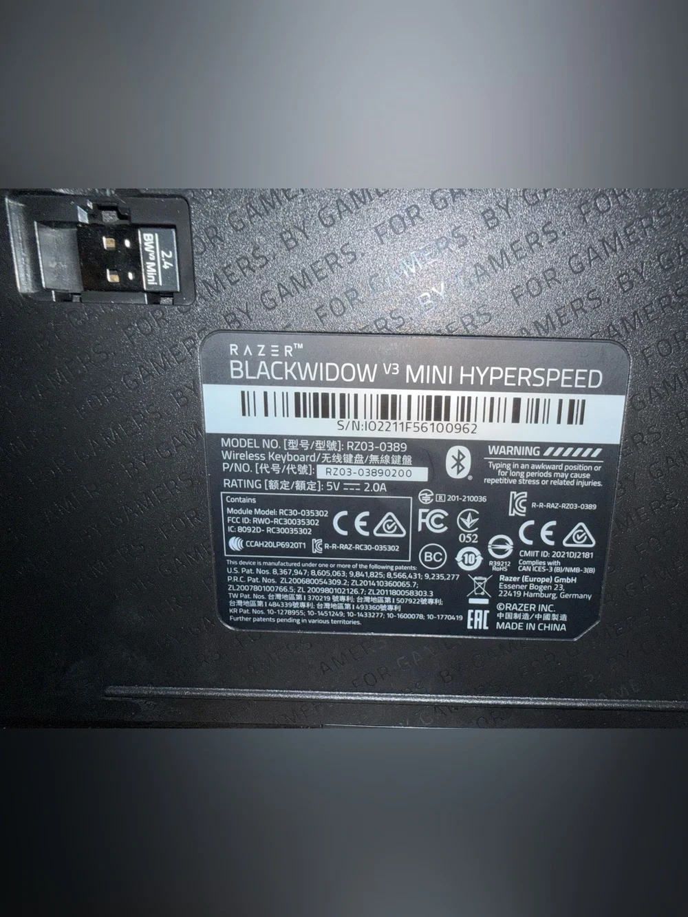 Razer Blackwidow V3 Mini Hyperspeed - Yellow Switch